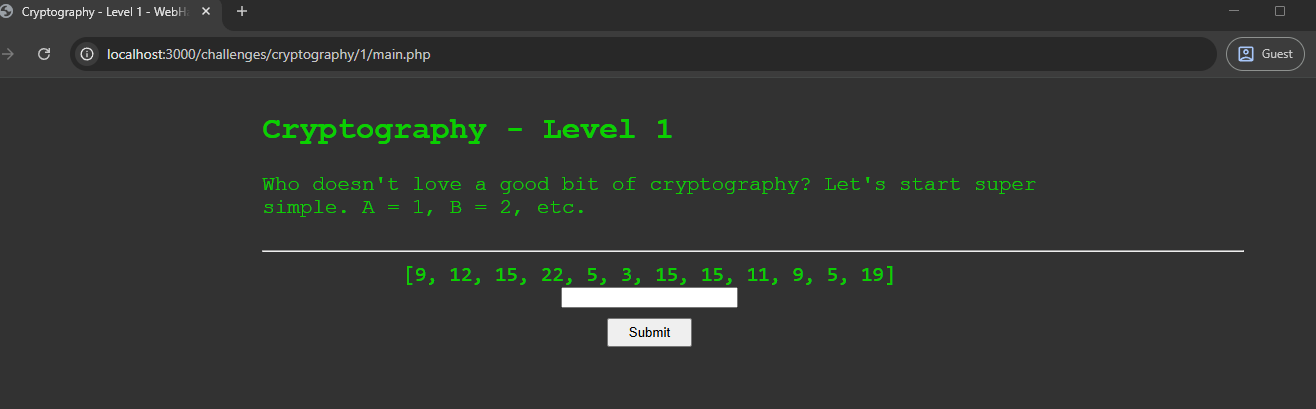 Level 1 of the Cryptography challenges